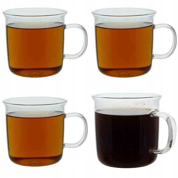 Sklenice 4x Šálky S Uchem Na Kávu A Čaj 450 ML