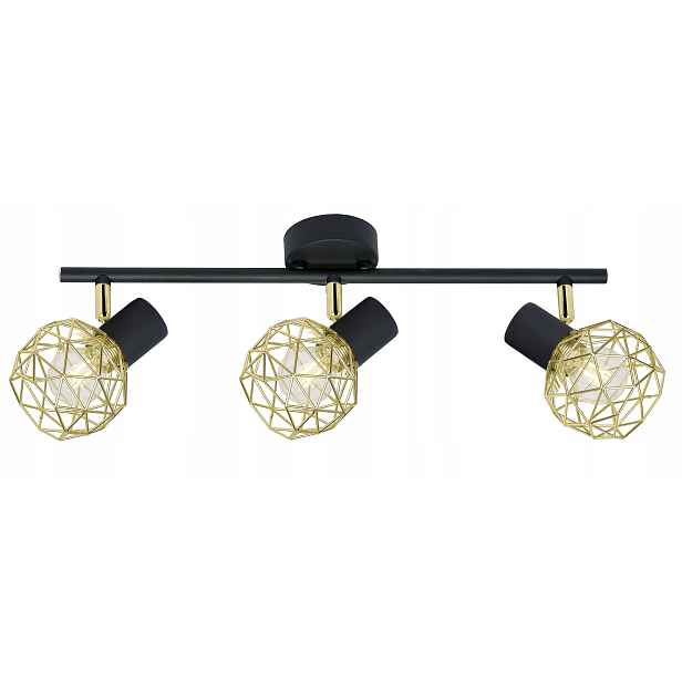 Stropní Svítidlo Lišta Černá Zlatá 3X40W Loft