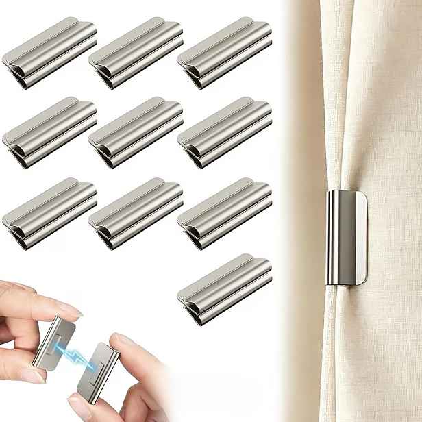 TEMU 20 ks, 10 párů magnetických sponek na závěsy, zarážky na závěsy bez vrtání, silné magnetické držáky na závěsy, samolepicí spony pro uzavření