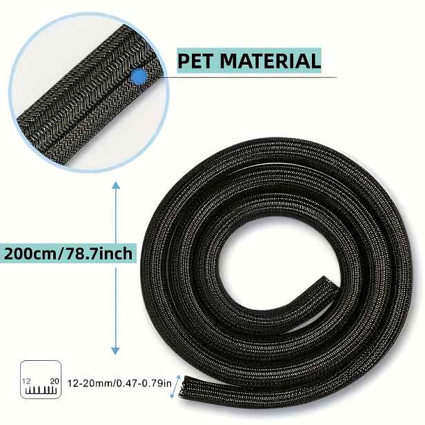 TEMU Rozšiřitelný kabelový chránič o délce 2 metry a průměru 13 mm, vhodný pro TV, počítače, USB a auto kabely – vyrobený z odolného PET materiálu,