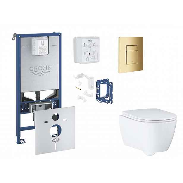 Grohe Rapid SLX - Set předstěnové instalace, klozetu, sedátka SoftClose, tlačítka Skate Cosmopolitan a sady pro vhazování tablet, Cool Sunrise SANI11B