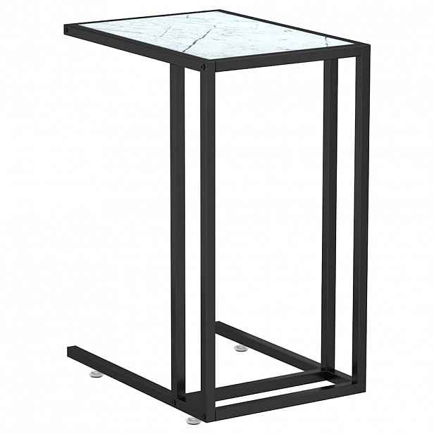 vidaXL Stolek na notebook bílý mramor 50 x 35 x 65 cm tvrzené sklo