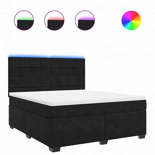 vidaXL Box spring postel s matrací černá 180x200 cm samet