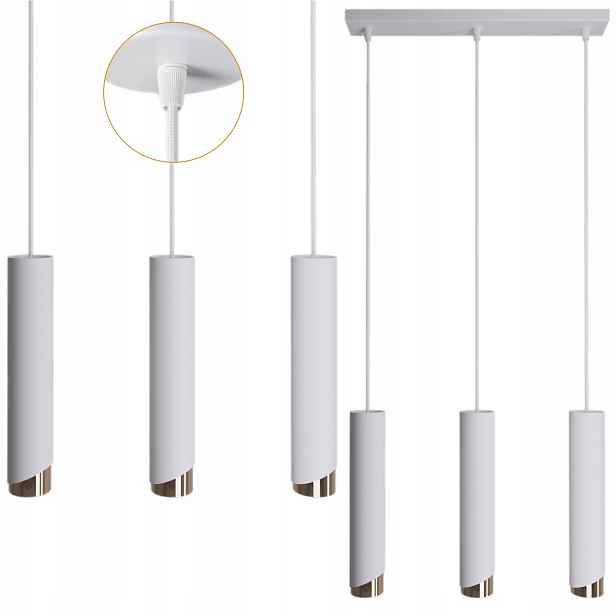 Lustr Stropní Svítidlo Led Stropní Svítidlo Kovová Trubka Zlatá Bílá Závěsná 3X40W