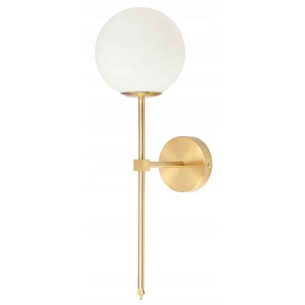 Minimalistická zlatá nástěnná lampa Milano s mléčnou koulí