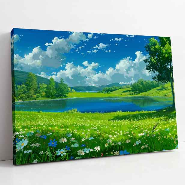 Obraz na plátně Louka u jezera, krajina do domu, pokoje, obýváku 80x60