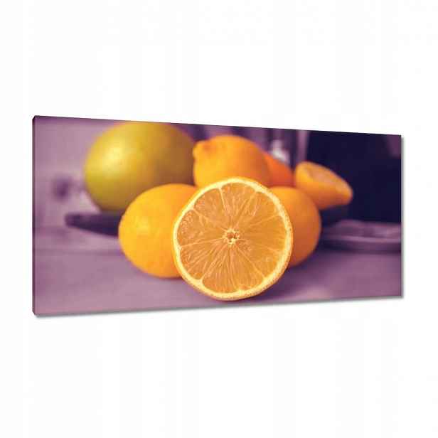 Obrazy 115x55 Citronky ve fialové barvě