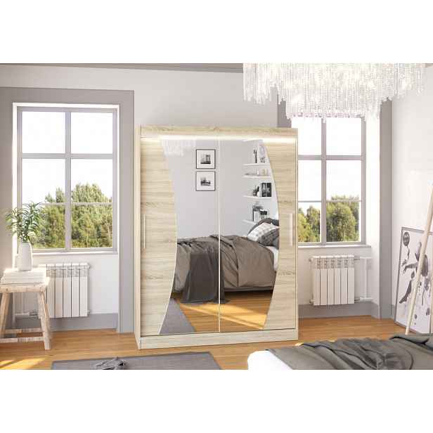 Zrcadlová skříň s LED osvětlením 150 cm LABRIS - dub sonoma