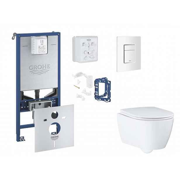 Grohe Rapid SLX - Set předstěnové instalace, klozetu, sedátka SoftClose, tlačítka Skate Cosmopolitan a sady pro vhazování tablet, alpská bílá SANI11BB