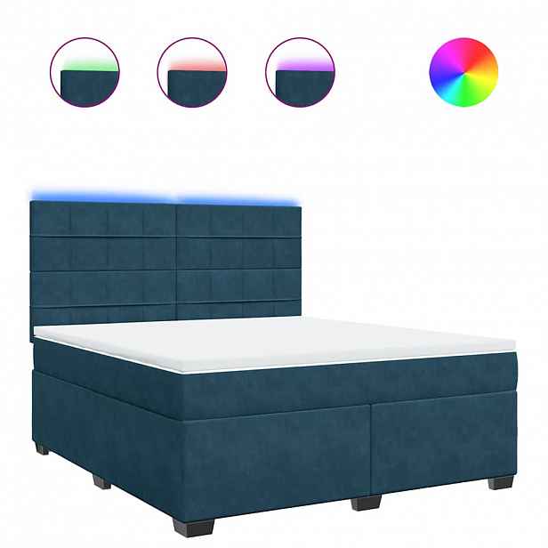 vidaXL Box spring postel s matrací modrá 180 x 200 cm samet