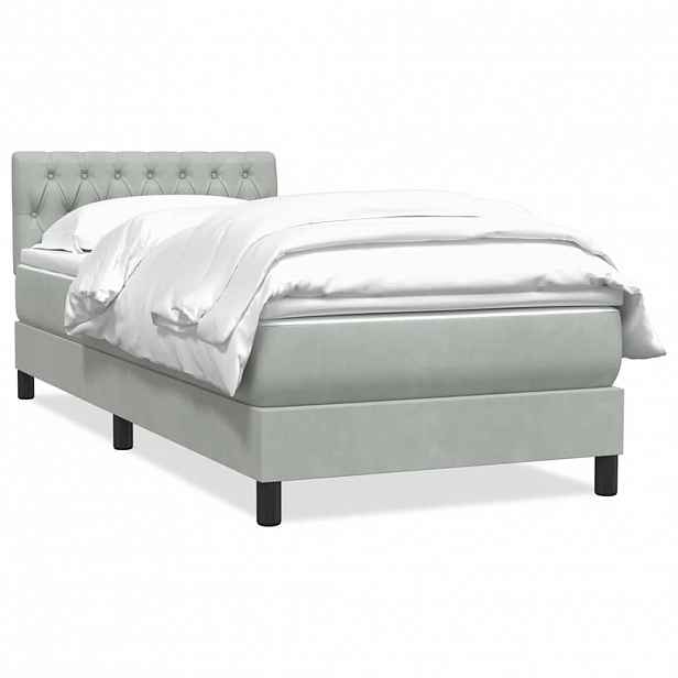 vidaXL Box spring postel s matrací světle šedá 80x220 cm samet