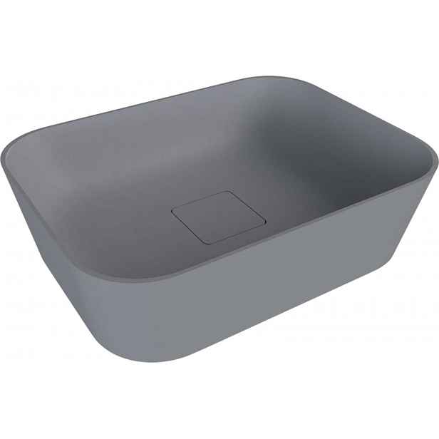 Polysan Banera - Umyvadlo na desku 50x35 cm, bez přepadu, bez otvoru pro baterii, matná šedá 14596.31