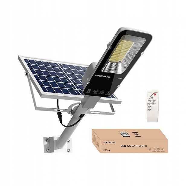 Solární Pouliční Lampa Superfire FF5-A, 63 W, 500 LM, S Dálkovým Ovládáním, IP65
