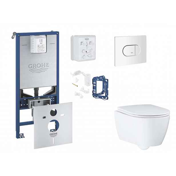 Grohe Rapid SLX - Set předstěnové instalace, klozetu, sedátka SoftClose, tlačítka Arena Cosmopolitan a sady pro vhazování tablet, alpská bílá SANI11BB