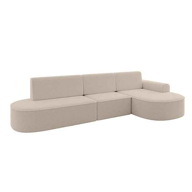 ALTDECOR ROHOVÁ SEDAČKA s funkcí spaní a otomanem, pravá MARI-L2-S 368x167x85 Tmavě béžová Buklé