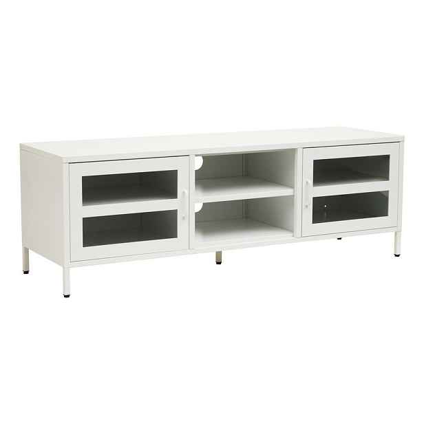 Bílý ocelový TV stolek 150x50x45 cm Acier – Premier Housewares