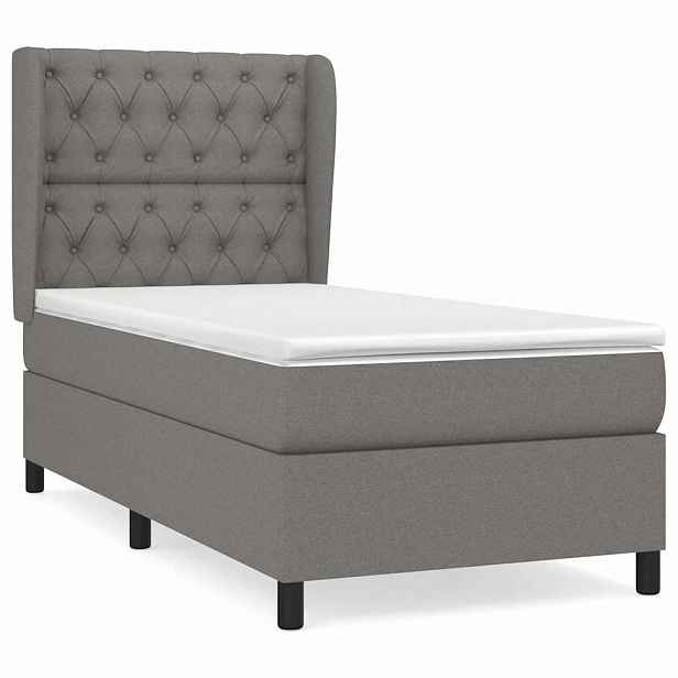 vidaXL Box spring postel s matrací tmavě šedá 80 x 200 cm textil