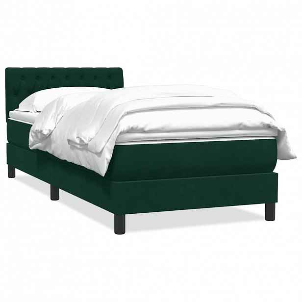 vidaXL Box spring postel s matrací tmavě zelená 80x220 cm samet