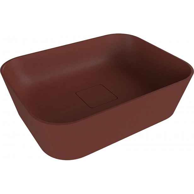 Polysan Banera - Umyvadlo na desku 50x35 cm, bez přepadu, bez otvoru pro baterii, matná hnědá 14596.71