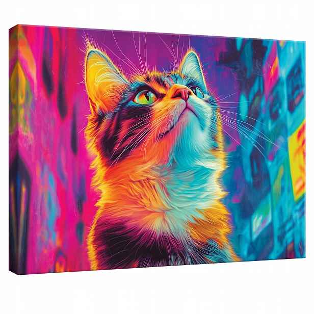 Obraz Na Plátně Stěna Kočka Abstrakce Do Dětského Pokoje 100x70