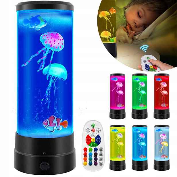 Lávová Stolní Lampa Rgb Medúzami Mění Barvy Led Noční Lampa