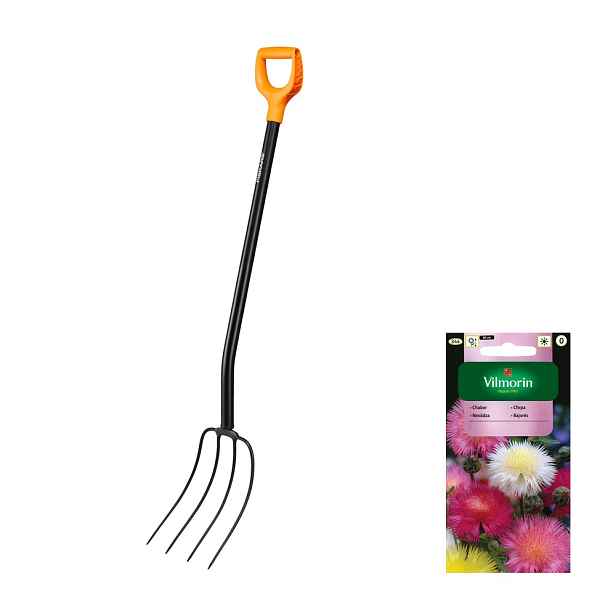 Fiskars Solid Kovové vidle pro kompostování sena +dárek semena