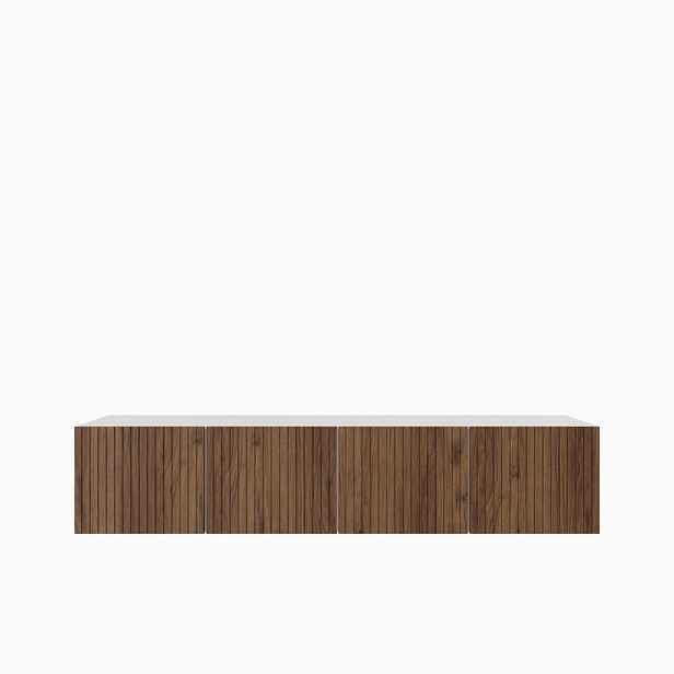 MASSENO ZÁVĚSNÝ TV STOLEK LIVO, 200/41/40 cm, bílý /, dekor dub