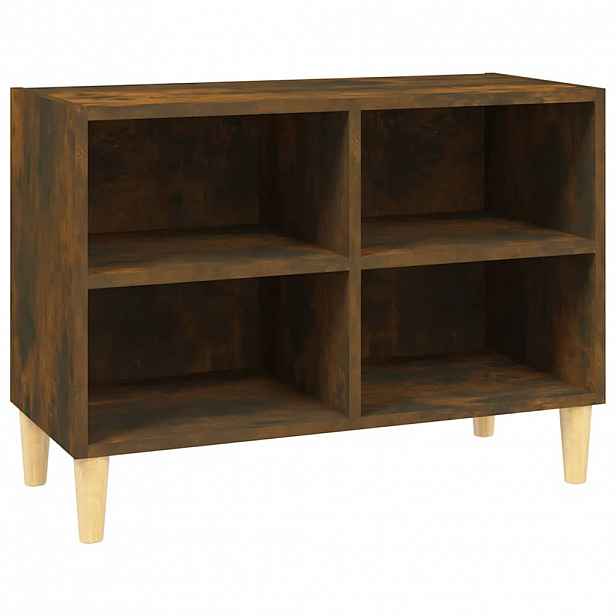 vidaXL TV stolek masivní dřevěné nohy kouřový dub 69,5 x 30 x 50 cm