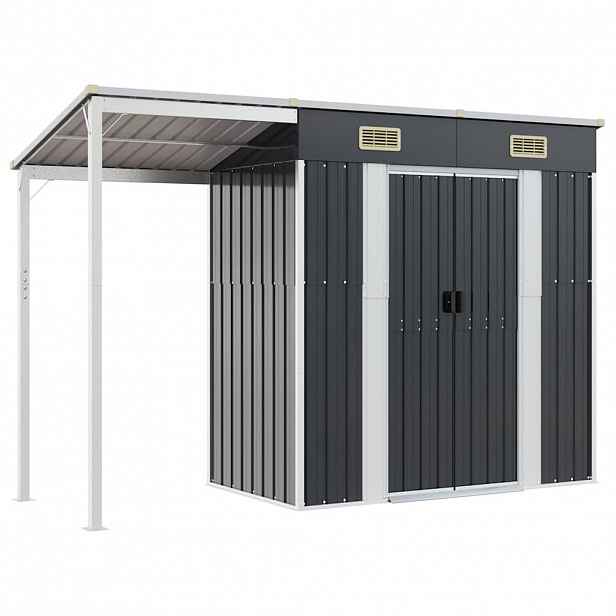 vidaXL Zahradní kůlna s prodlouženou střechou antracit 277x107x181cm
