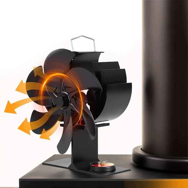 Tichý 6-křídlový krbový ventilátor napájený teplem bez použití elektřiny