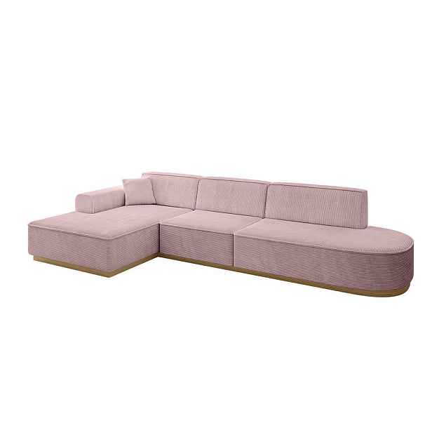 ALTDECOR ROHOVÁ SEDAČKA s otomanem, levá IREA-L2-v2 327x165x80 Růžová Manšestr