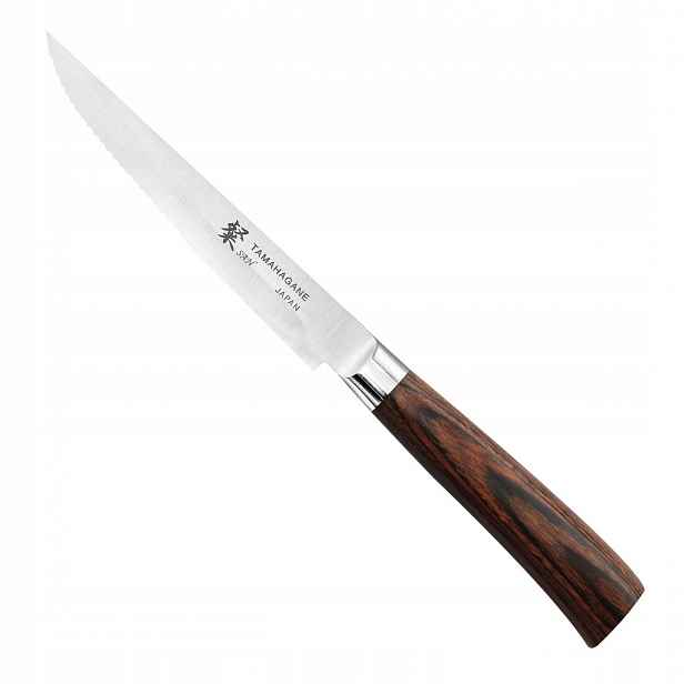Nůž Na Steak Tamahagane San Brown Vg 5 12,5 cm zoubkovaná čepel