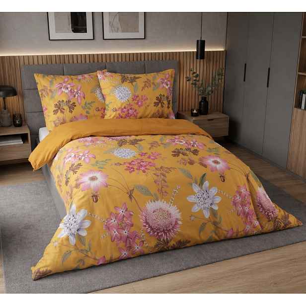 TP Povlečení bavlněný satén HIP DeLuxe 200x200+70x90 Sofie žlutá