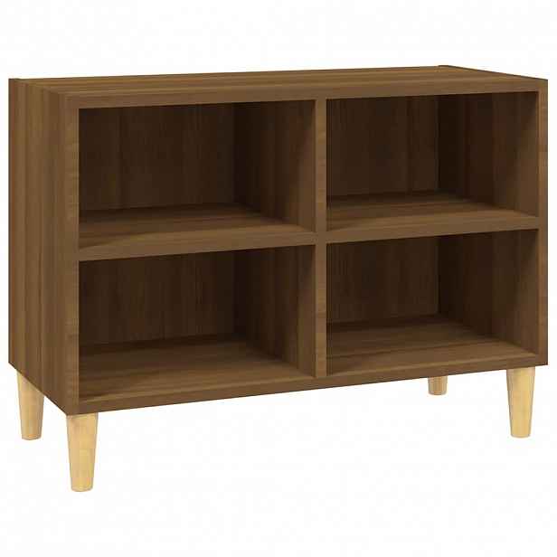 vidaXL TV stolek masivní dřevěné nohy hnědý dub 69,5 x 30 x 50 cm