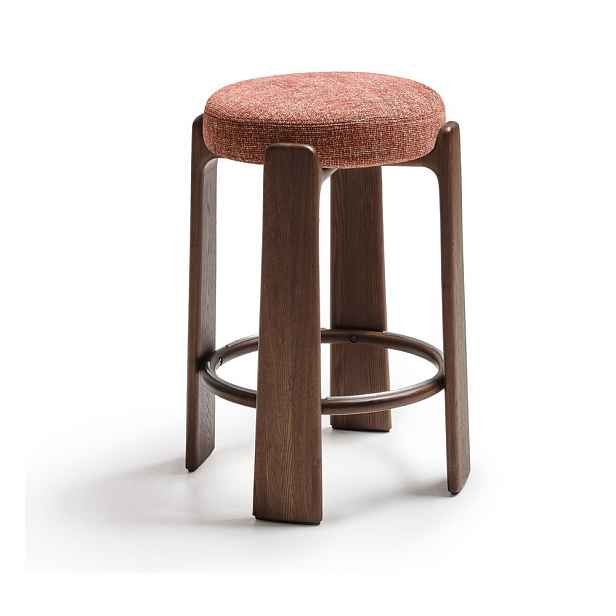 Barová stolička z jasanového dřeva v terakotové barvě/v tmavě přírodní barvě (výška sedáku 75 cm) Granite – Kave Home