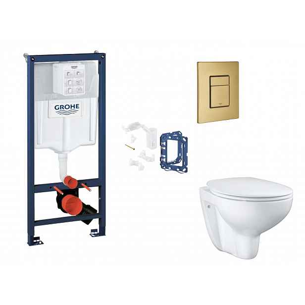 Grohe Rapid SL - Set předstěnové instalace, klozetu, sedátka SoftClose, tlačítka Skate Cosmopolitan a sady pro vhazování tablet, kartáčovaný Cool Sunr