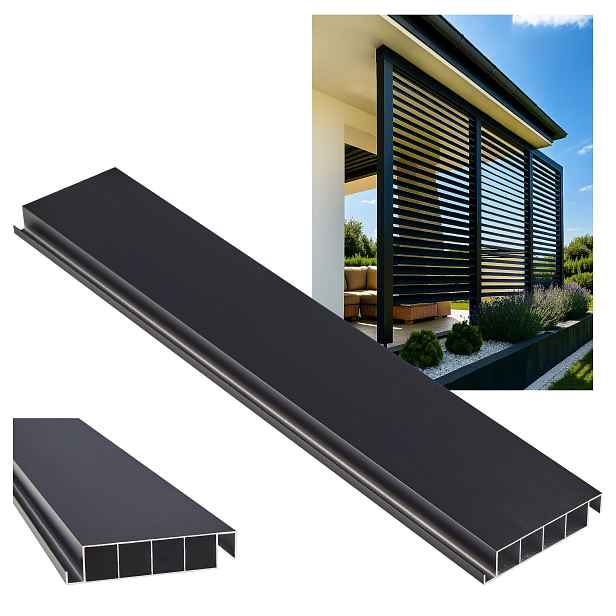 Pohyblivé Desky Žaluzií Shutters Panel Altán Pergola Terasa Černá 150 CM