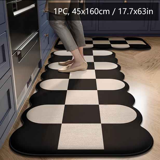 TEMU Zesílená kuchyňská dlouhá absorpční protiskluzová podložka z fleece