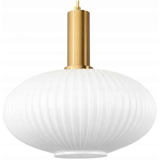 Závěsná lampa Moderna Lux velká zlatá skleněná 30 cm bílá mléčná rýhovaná
