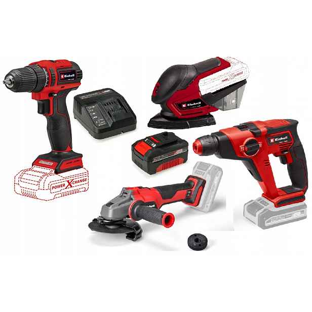 Einhell Sada Elektrického Nářadí Aku 4,0AH Kladivo Aku Šroubovák Ostatní 18V Bruska