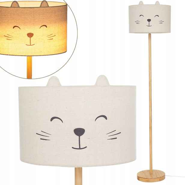 Podlahová Lampa pro děti 154 cm Dětská lampička stínidlo kočička Dekorativní