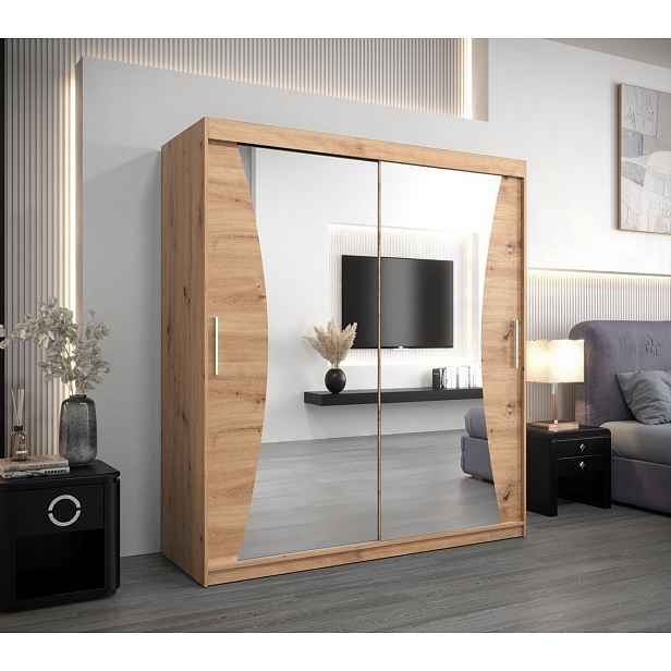 Skříň s posuvnými dveřmi MARTA - šířka 180 cm, dub artisan