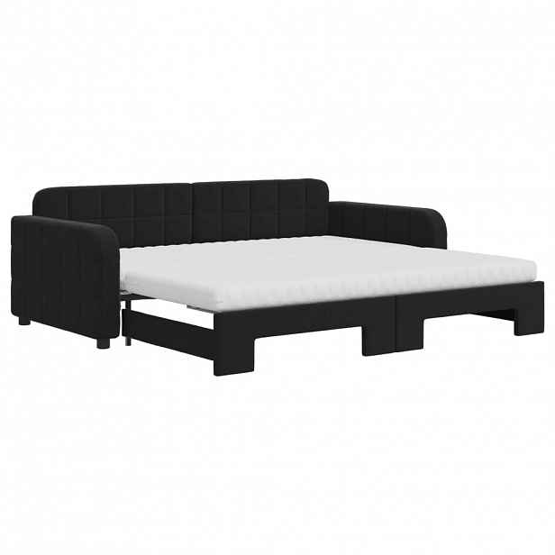 vidaXL Válenda s přistýlkou a matracemi černá 90 x 190 cm samet