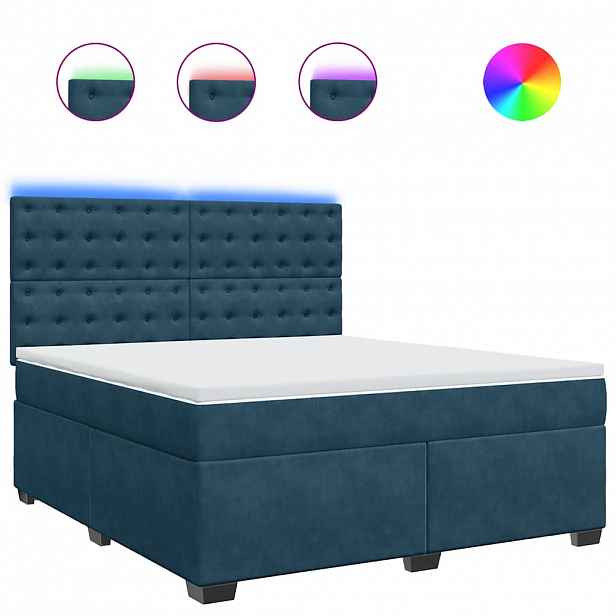 vidaXL Box spring postel s matrací modrá 180 x 200 cm samet
