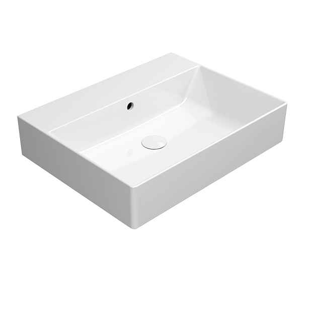 GSI KUBE X keramické umyvadlo 60x47cm, broušená spodní hrana, bez otvoru, bílá ExtraGlaze