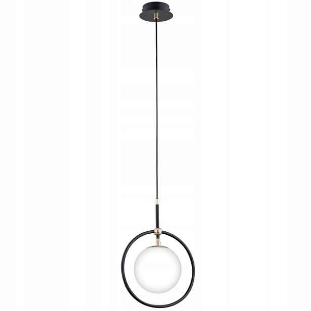 Moderní závěsná lampa černá minimalistická bílá skleněná koule Alfa