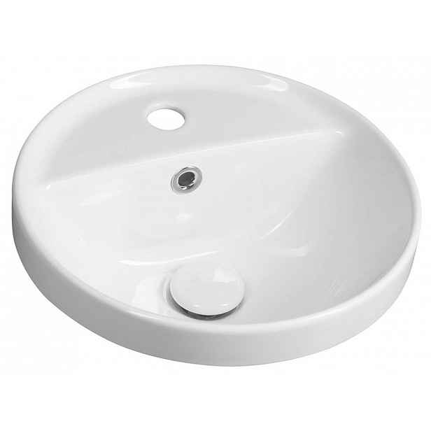Sapho - Umyvadlo, průměr 38 cm, s přepadem, otvor pro baterii, bílá TU0652