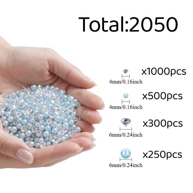 TEMU 2050 ks imitace perel a diamantů, vhodné pro plnění váz, domácí dekorace, aranžmá na bankety, aranžmá středových dekorací na stůl, vhodné pro