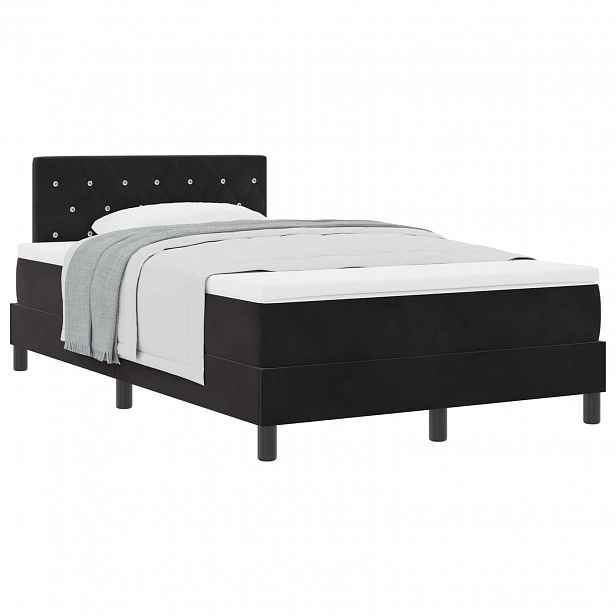 vidaXL Postel s boxspringem s matrací s čelo Černá 120 x 190 cm samet