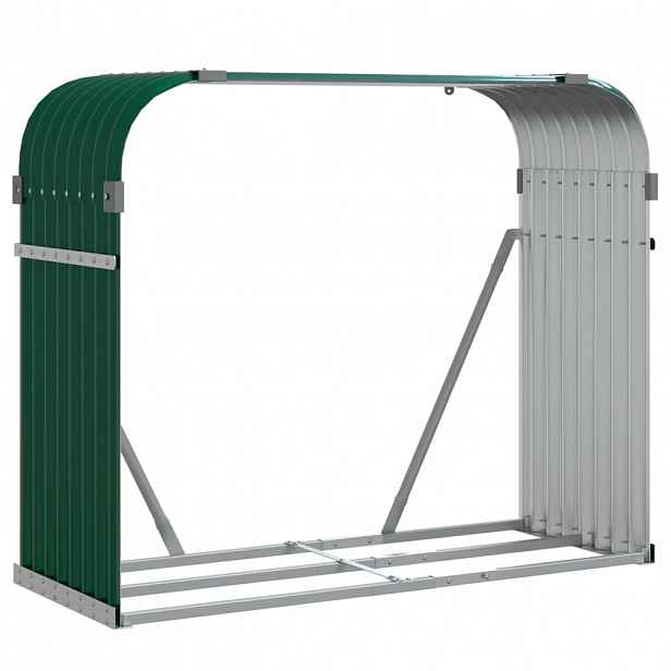 vidaXL Stojan na dřevo zelený 120 x 45 x 100 cm pozinkovaná ocel